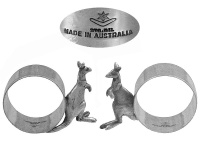 Pair Australian Silver Kangaroo Napkin Rings 1900